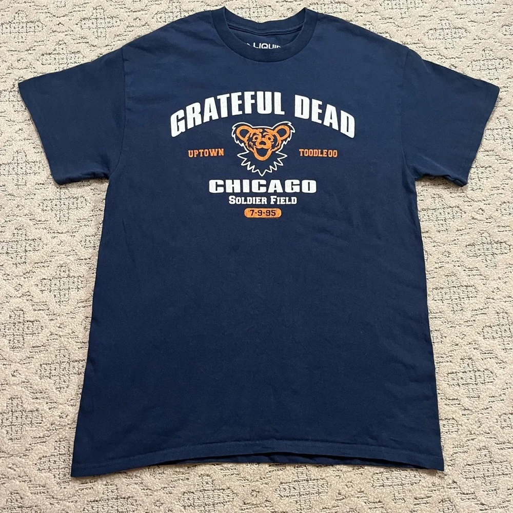 🎸 '22 Grateful Dead Band Chicago Bears Steal Face Soldier Field NFL 1995 Tour T - Picture 2 of 11